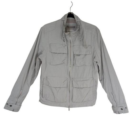 Calvin Klein Other - Calvin Klein Mens Light Gray Utility Jacket Multiple Pockets & Zipper Front Size